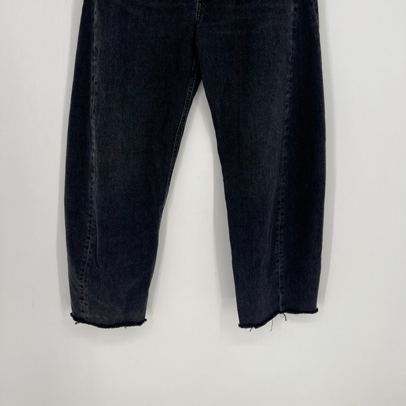 AGOLDE Luna Jeans Womens 29 Barrel High Rise Black Tapered Raw Hem - Picture 6 of 11